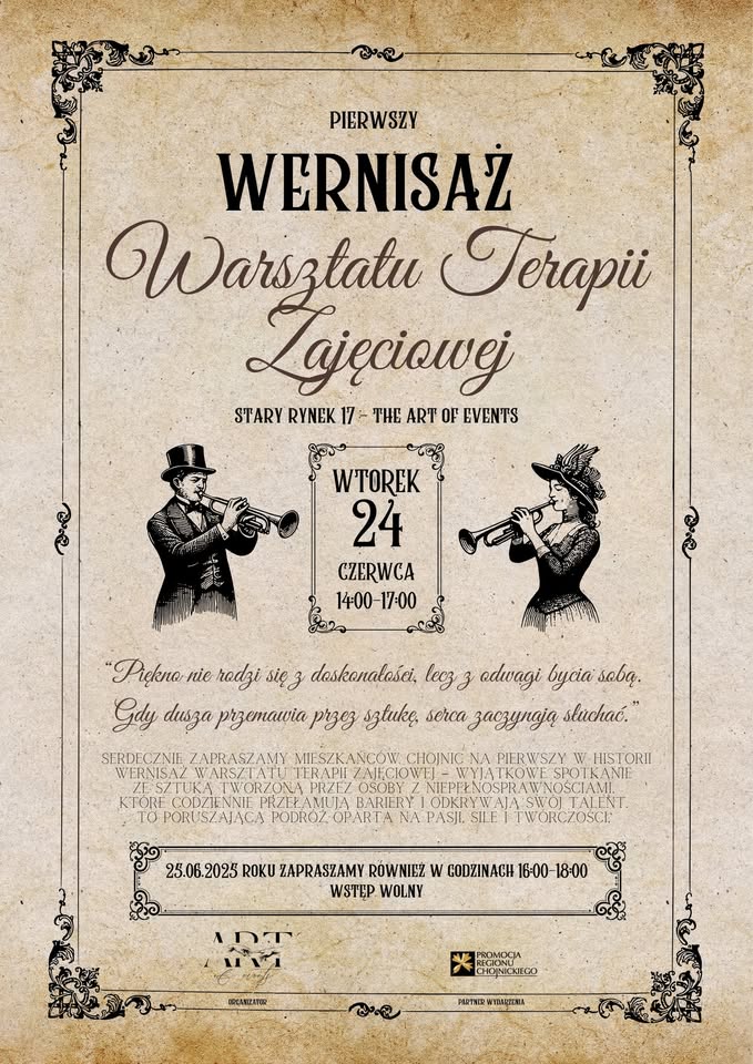 "Tworzymy piękne ozdoby artystyczne. Obrazy, rysunki, rękodzieło." Wernisaż chojnickiego WTZ