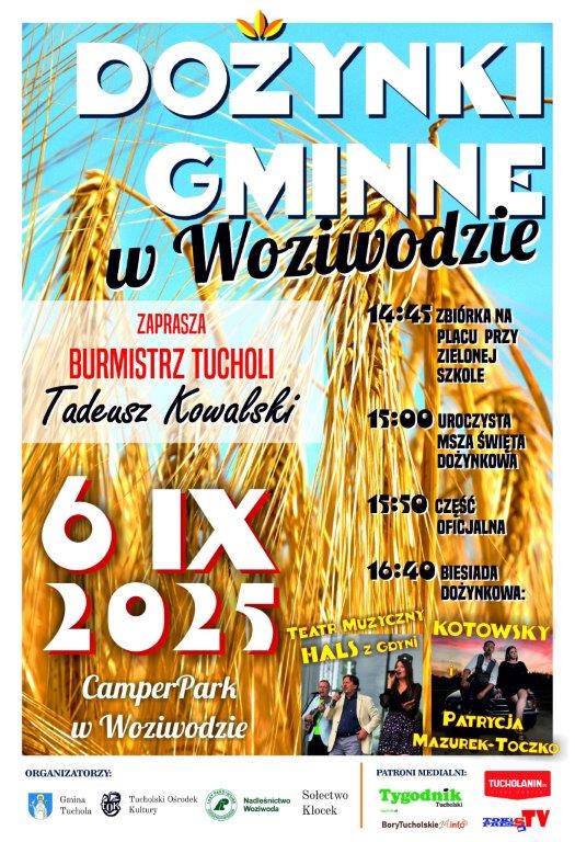 Jutro (6.09) dożynki gminy Tuchola. W programie m.in. biesiada dożynkowa
