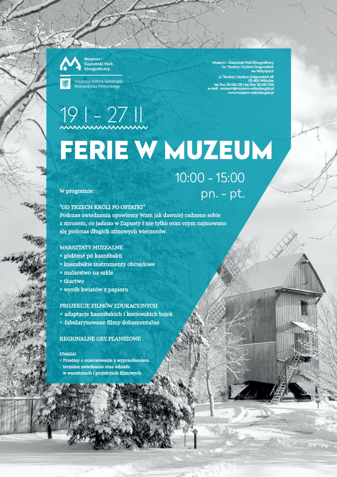 Zwiedzanie z przewodnikiem, ciekawe opowieści i warsztaty. Tak zapowiadają się zimowe ferie w muzeum we Wdzydzach koło Kościerzyny